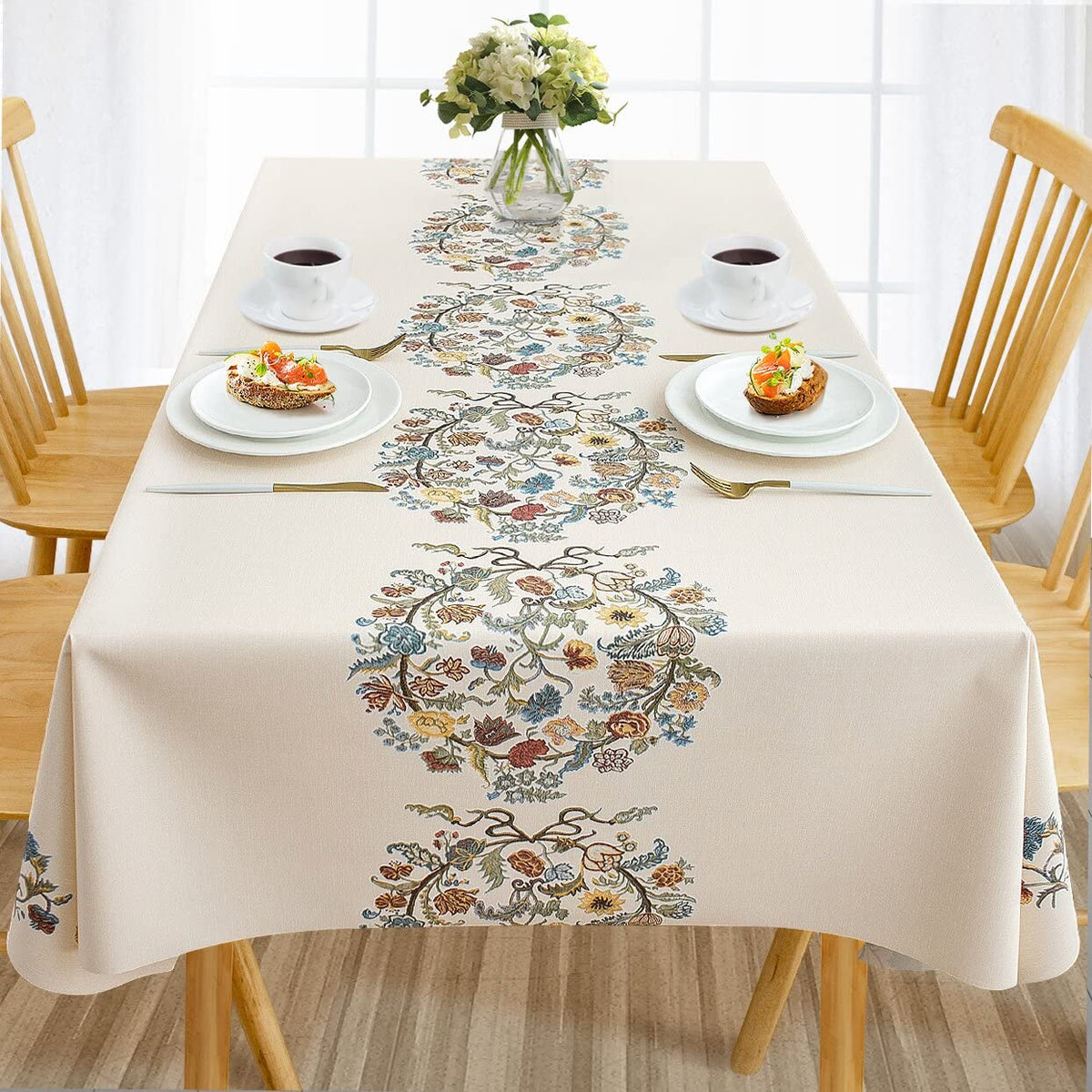 AIRCOWRIE Waterproof Rectangle Vinyl Tablecloths 108x54 Inch