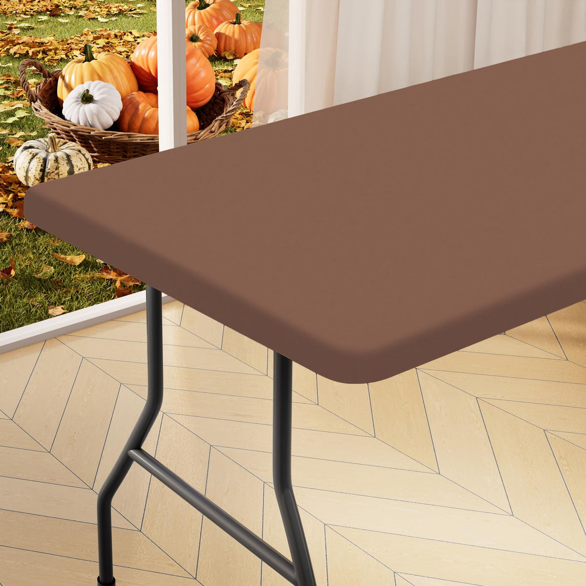homing Rectangle Table Cloth Cover 6 Foot Black Elastic Fitted Tablecloth