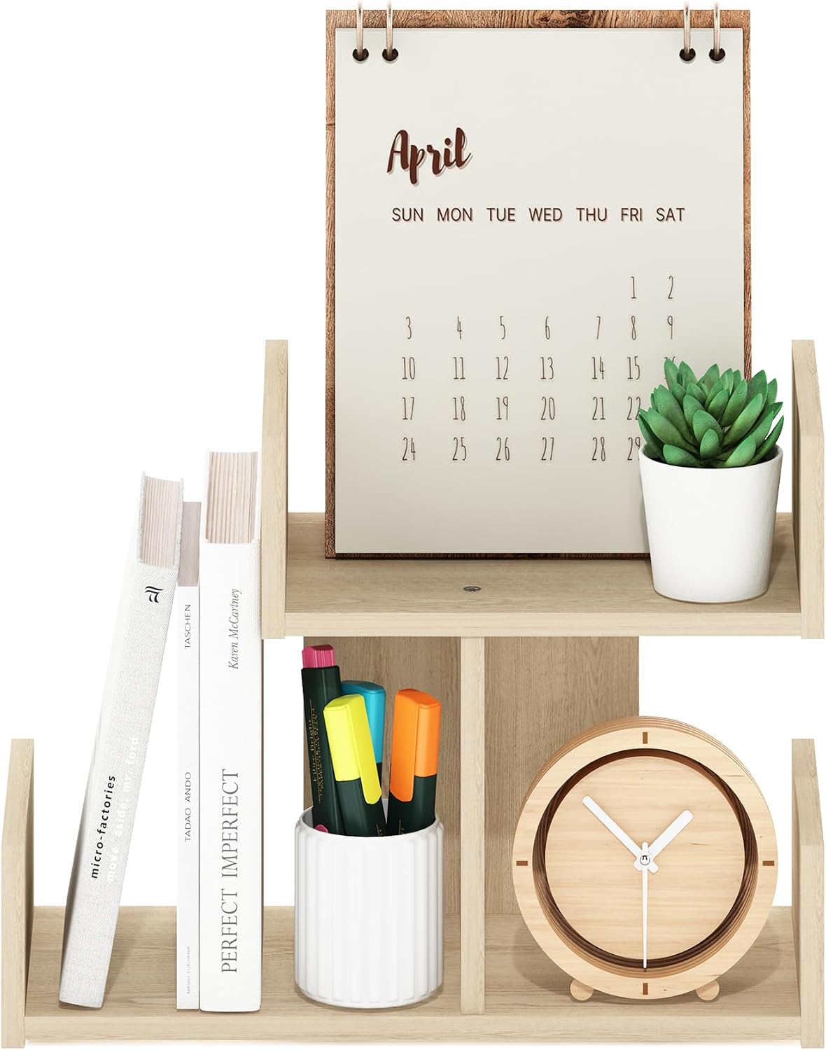 Furinno HERMITE Desk File Folder Organizers, 3-Shelf Desktop Office Organization Racks, Desk Top Display Book Shelf, for Paper, Office Supplies, Magazine, Bauhaus Oak