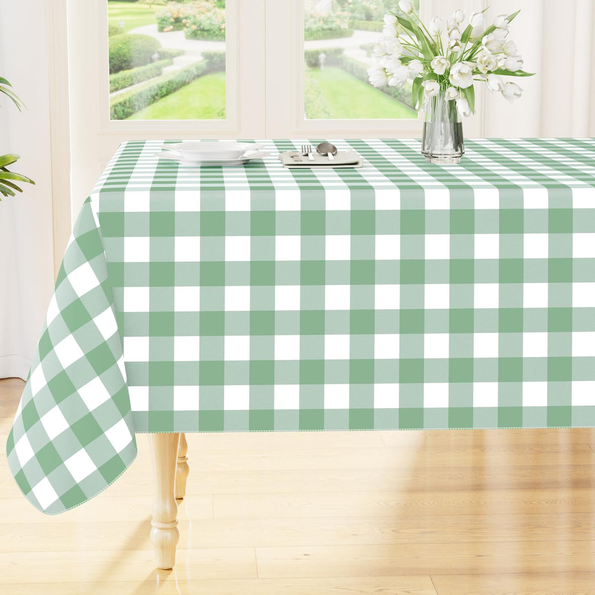 Smiry Fall Tablecloth, Flannel Backed Vinyl Table Cloth, 60"x84"