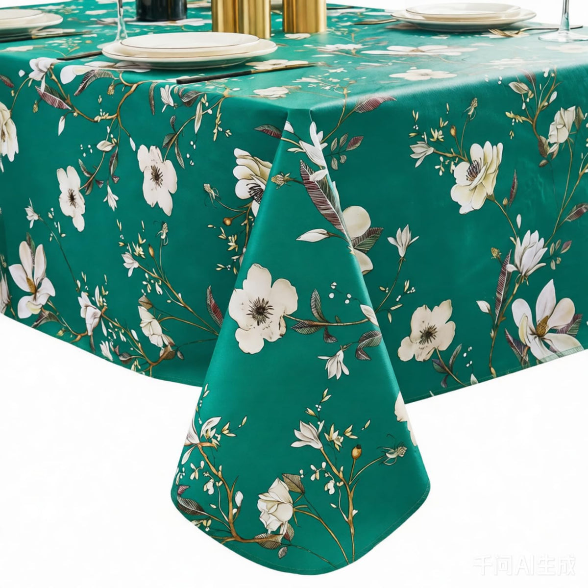 Pioggia Vinyl Tablecloth with Flannel Backing - Waterproof, Oil-Proof, Easy to Clean -Plastic Table Cloth - Perfect for Dining Tables, Kitchen Tables, Parties (Beige Flower, 54×72 Inch Rectangular)