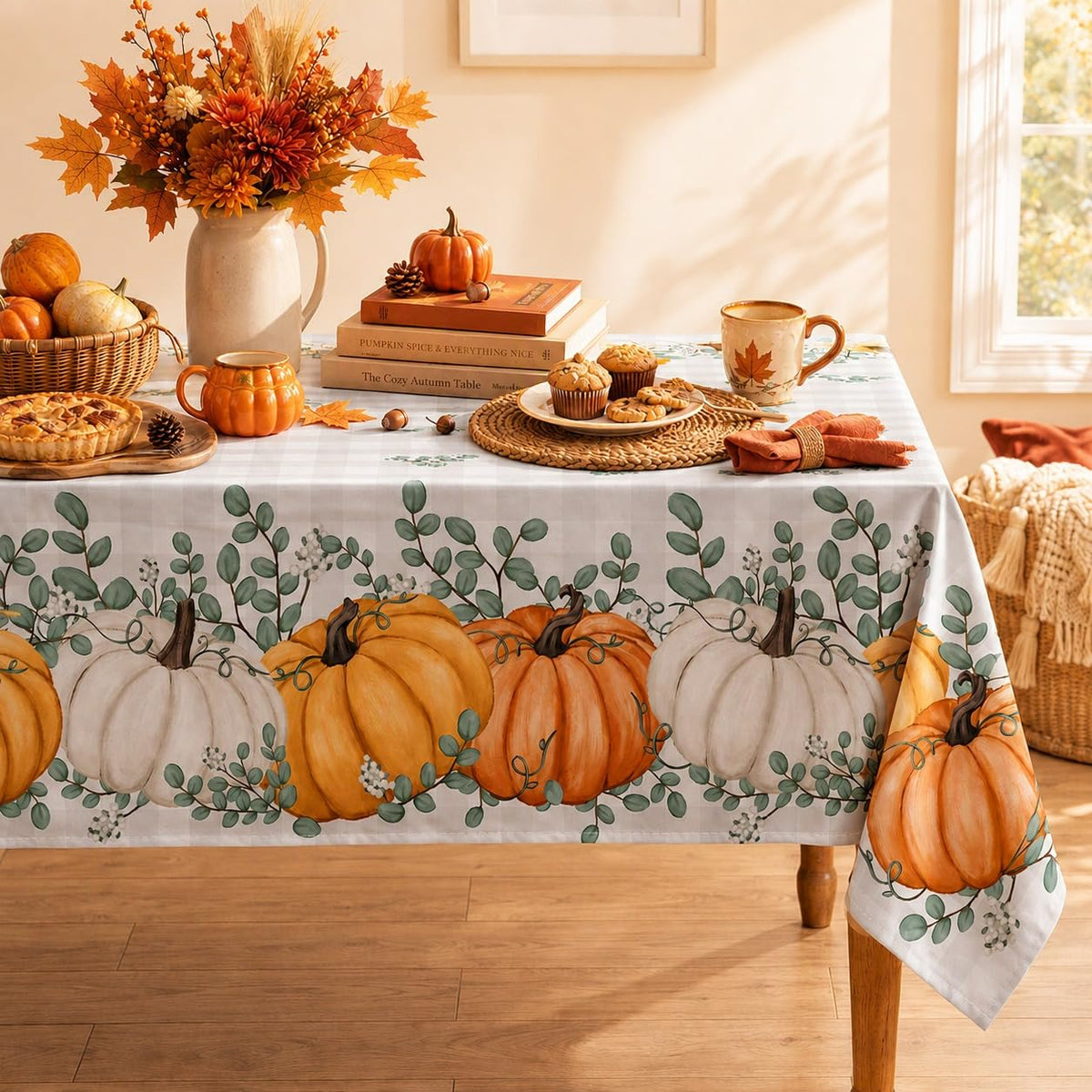 Horaldaily Fall Tablecloth 52 x 70 Inch Rectangular Thanksgiving