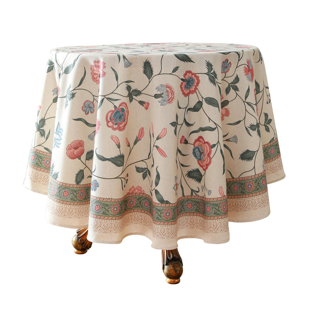 ISAENNE Designer Vintage Square Large Floral Tablecloth,67"x67"