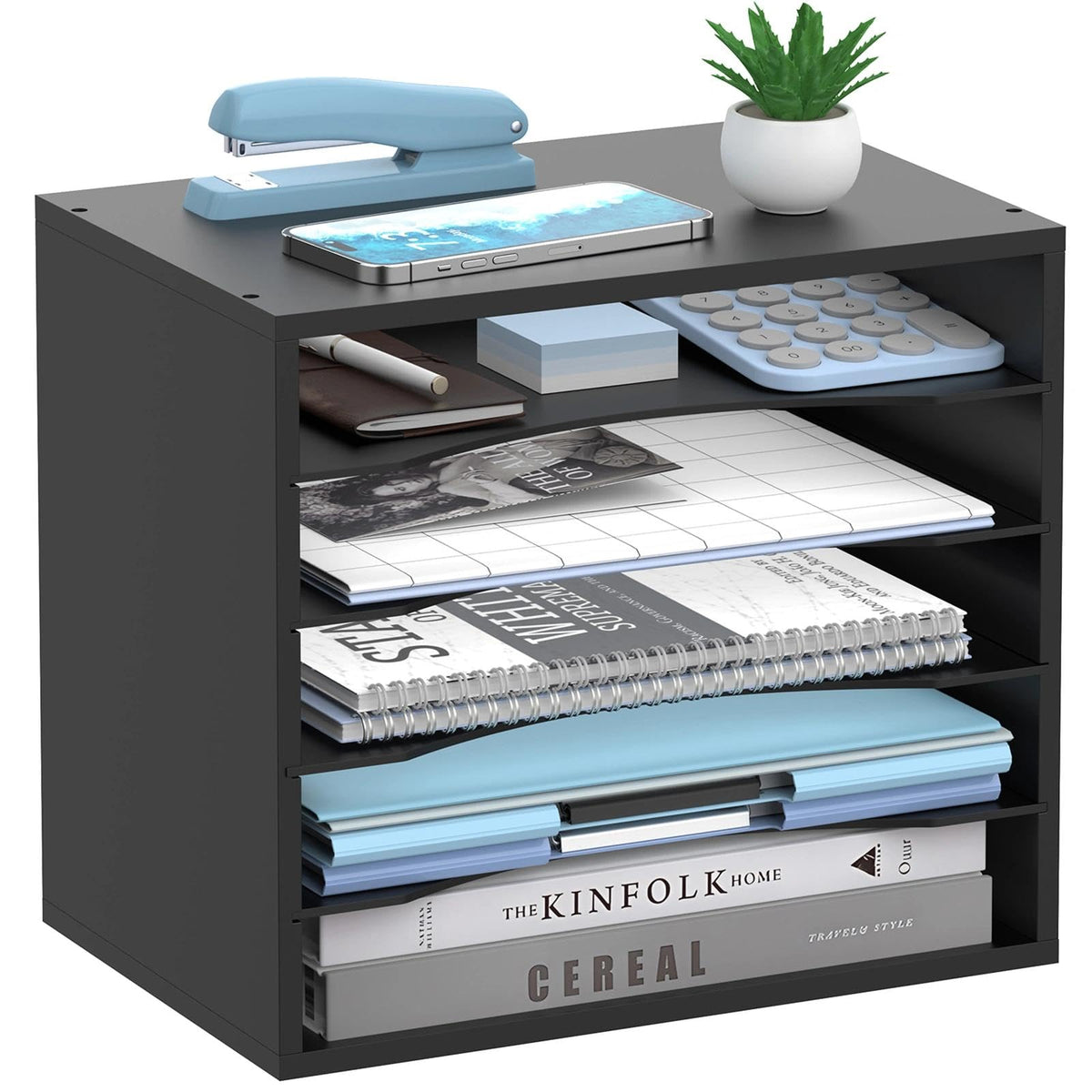 3-Tier Paper Organizer for Desk, Adjustable Mail Organizer, White