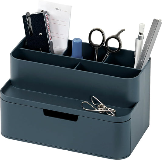 BLUE GINKGO Compact Desk Organizer, Blue, Made in Korea
