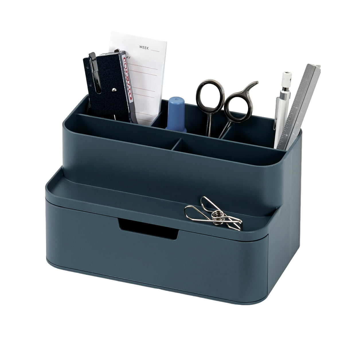 BLUE GINKGO Compact Desk Organizer, Blue, Made in Korea