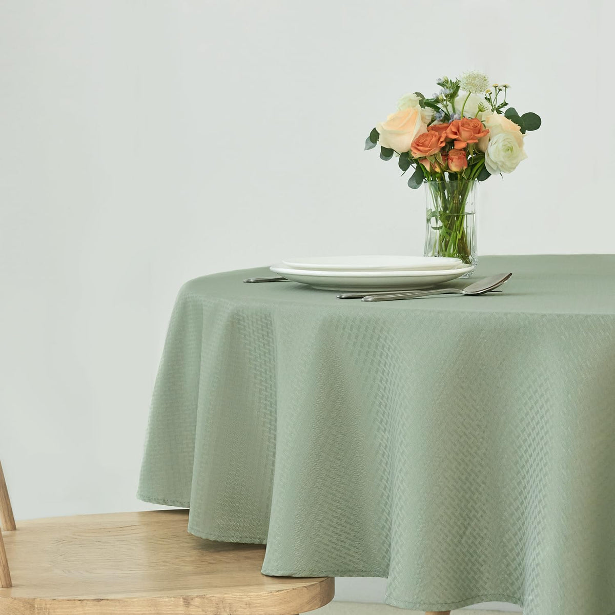 maxmill Rectangle Tablecloth Weaved Pattern Waterproof Spillproof Wrinkle Free Table Cloth, Kitchen Dining Tabletop Decoration, Fabric Table Cover for Holiday Parties, 52 x 70 Inch, Sage Green
