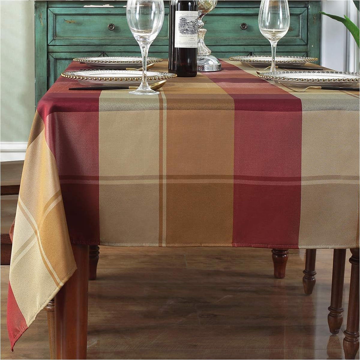 SASTYBALE Rectangle Tablecloth, 52" x 70" Checkered, Red
