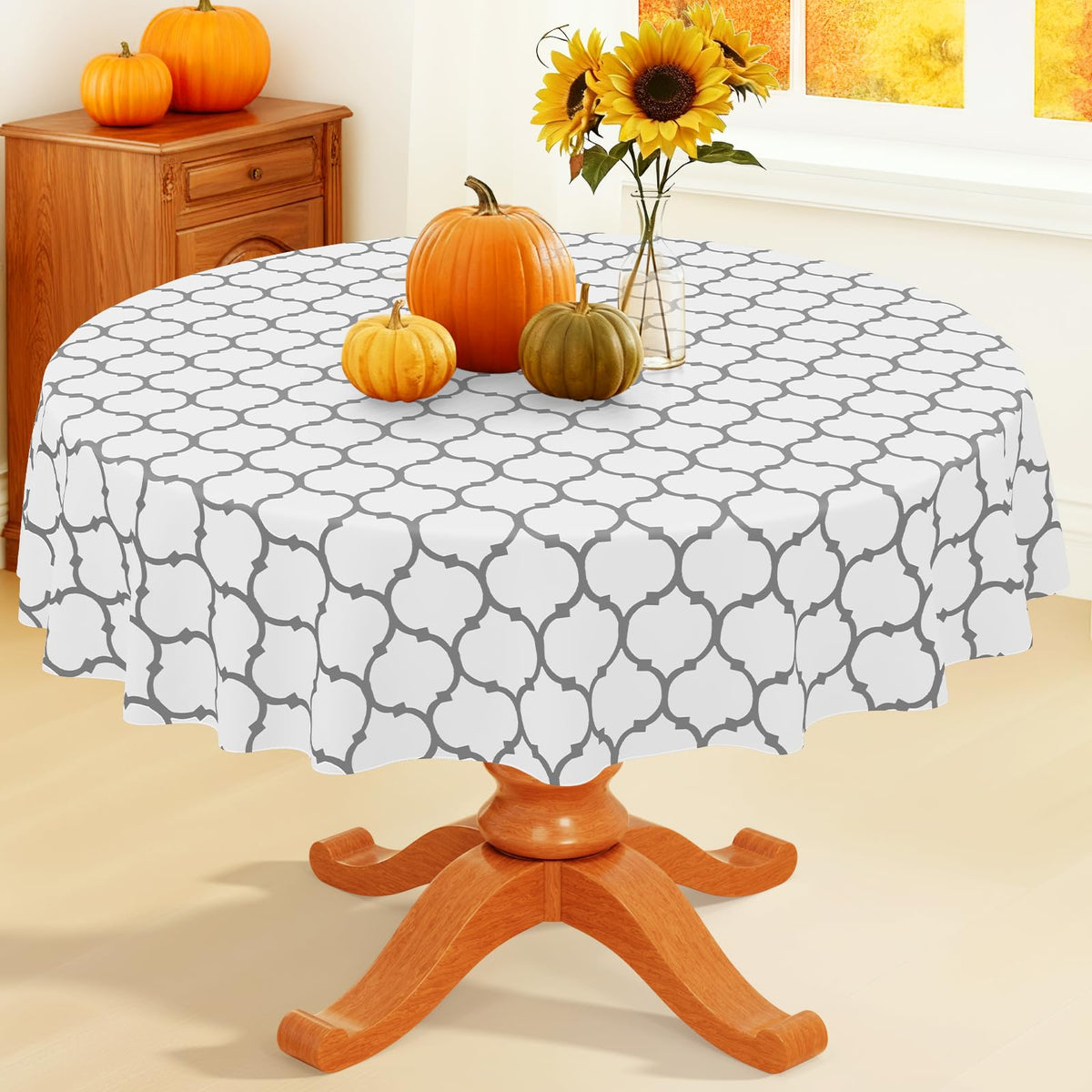 Smiry Rectangle Table Cloth, Flannel Backed Vinyl Tablecloth, 60"x84"