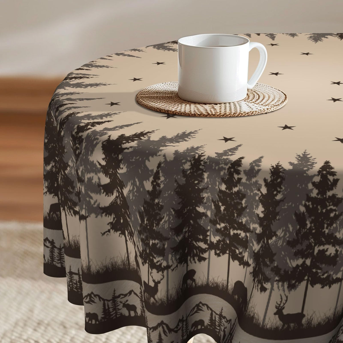 Imiss Floral Round Tablecloth Durable Washable Table Cover Bohemian Blue Red Floral Branches Decorative Farmhouse Table Cloth 60 Inch for Kitchen Dining Party Camping