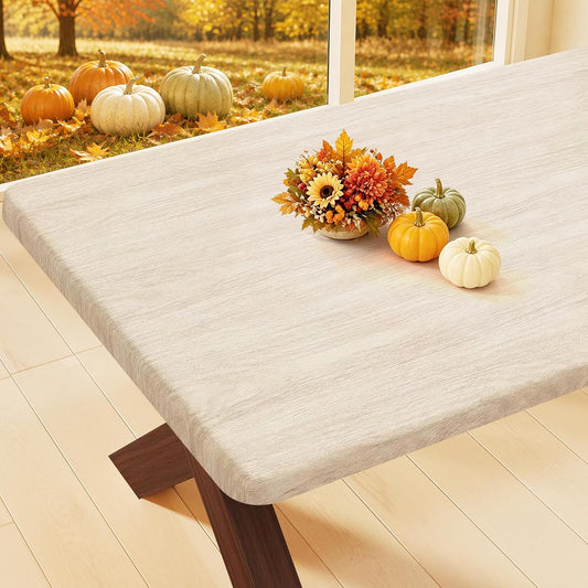 Smiry Rectangle Table Cloth, Waterproof Plastic Table Cover for 6FT Tables