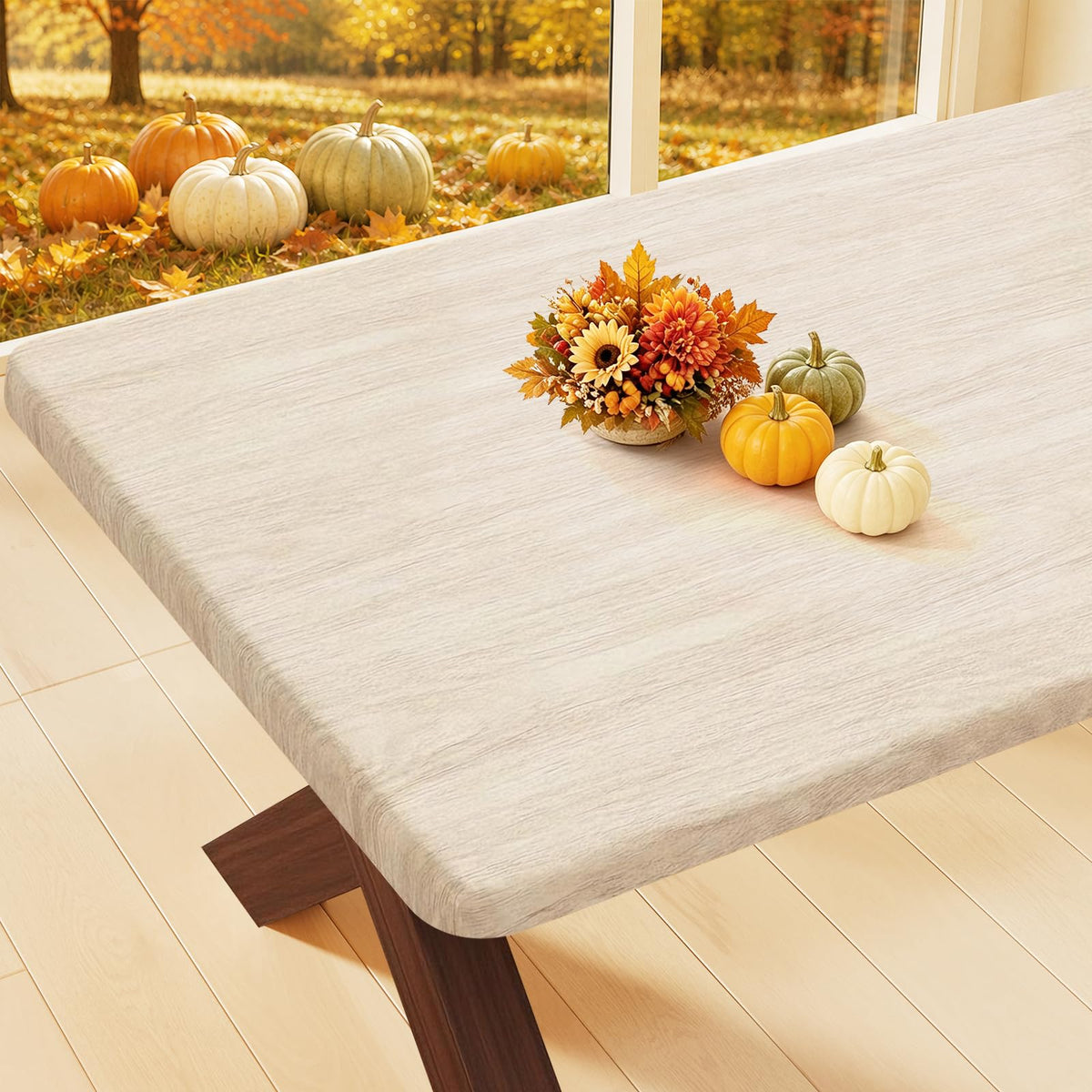 Smiry Rectangle Table Cloth, Waterproof Plastic Table Cover for 6FT Tables