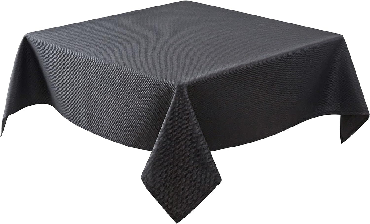 Textured Square Black Tablecloth-Fabric Spillproof Card Table Cloths 54x54"