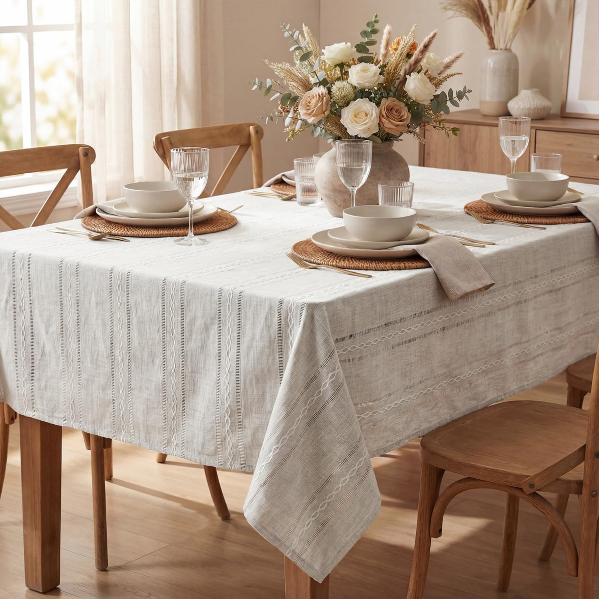 Horaldaily Blue Rectangular Tablecloth, 60×84 Inch, Farmhouse Decor