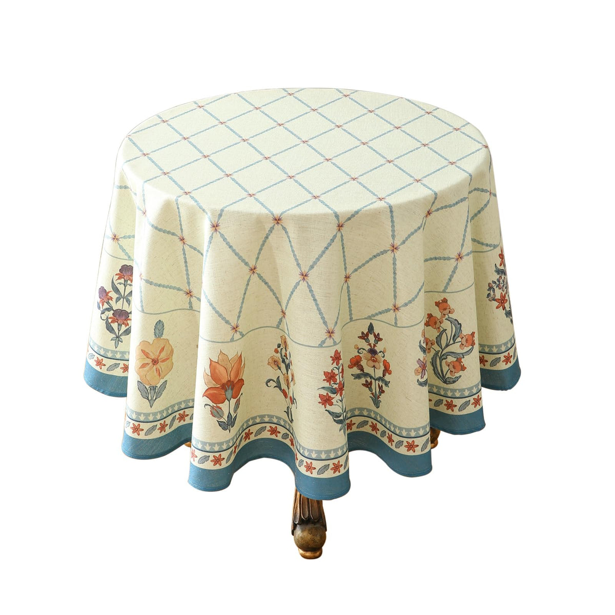ISAENNE Designer Vintage Square Large Floral Tablecloth,67"x67"