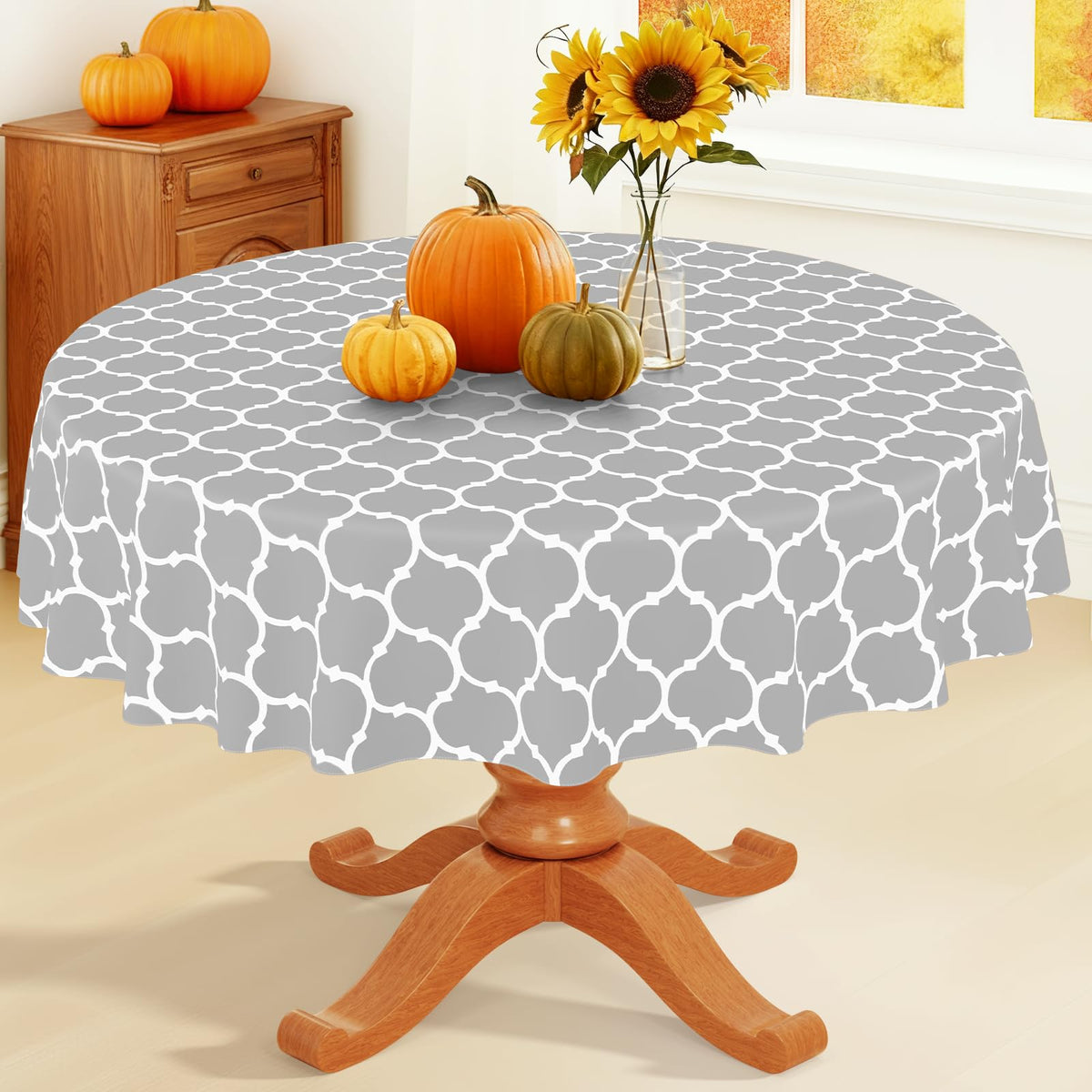 Smiry Rectangle Table Cloth, Flannel Backed Vinyl Tablecloth, 60"x84"