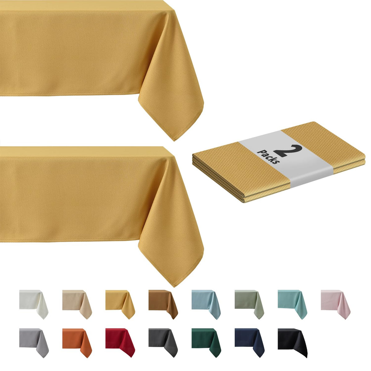 maxmill Rectangle Textured Tablecloth Waterproof Spillproof Wrinkle Free Table Cloth, Kitchen Dining Tabletop Decoration, Fabric Table Cover for Outdoor and Indoor Use, 52 x 70 Inch, Beige
