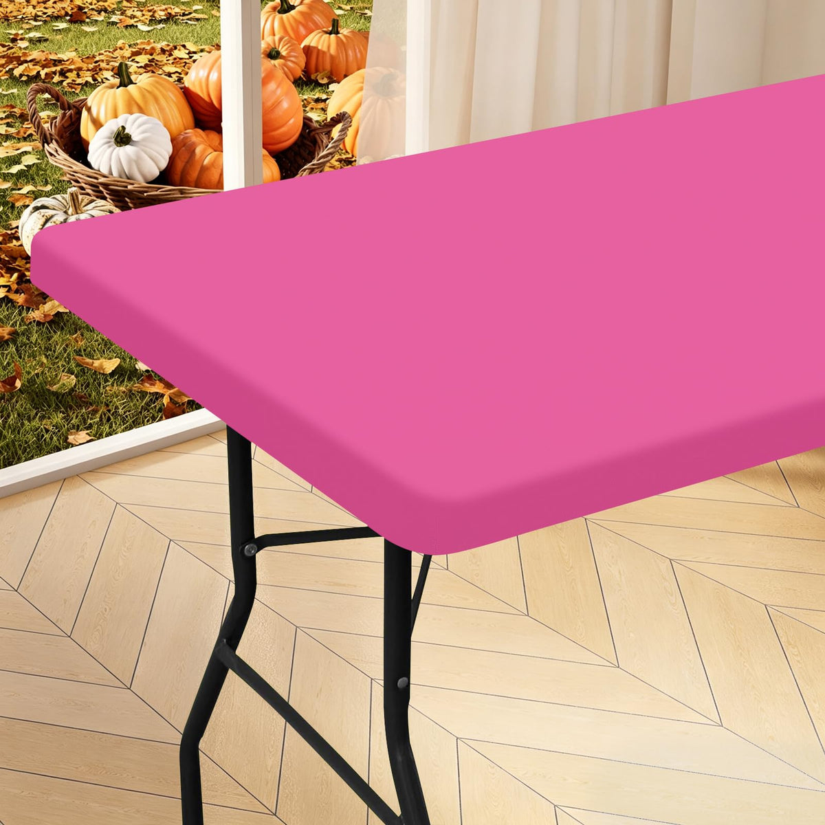 homing Rectangle Table Cloth Cover 6 Foot Black Elastic Fitted Tablecloth