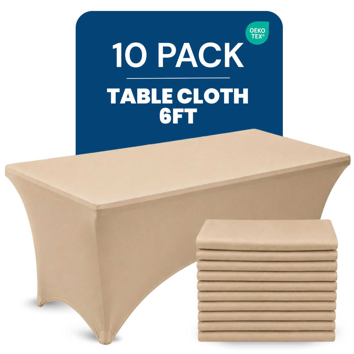 Utopia Kitchen Spandex Table Cloth 2 Pack [8FT, 96Lx30Wx30H Inch, Black]