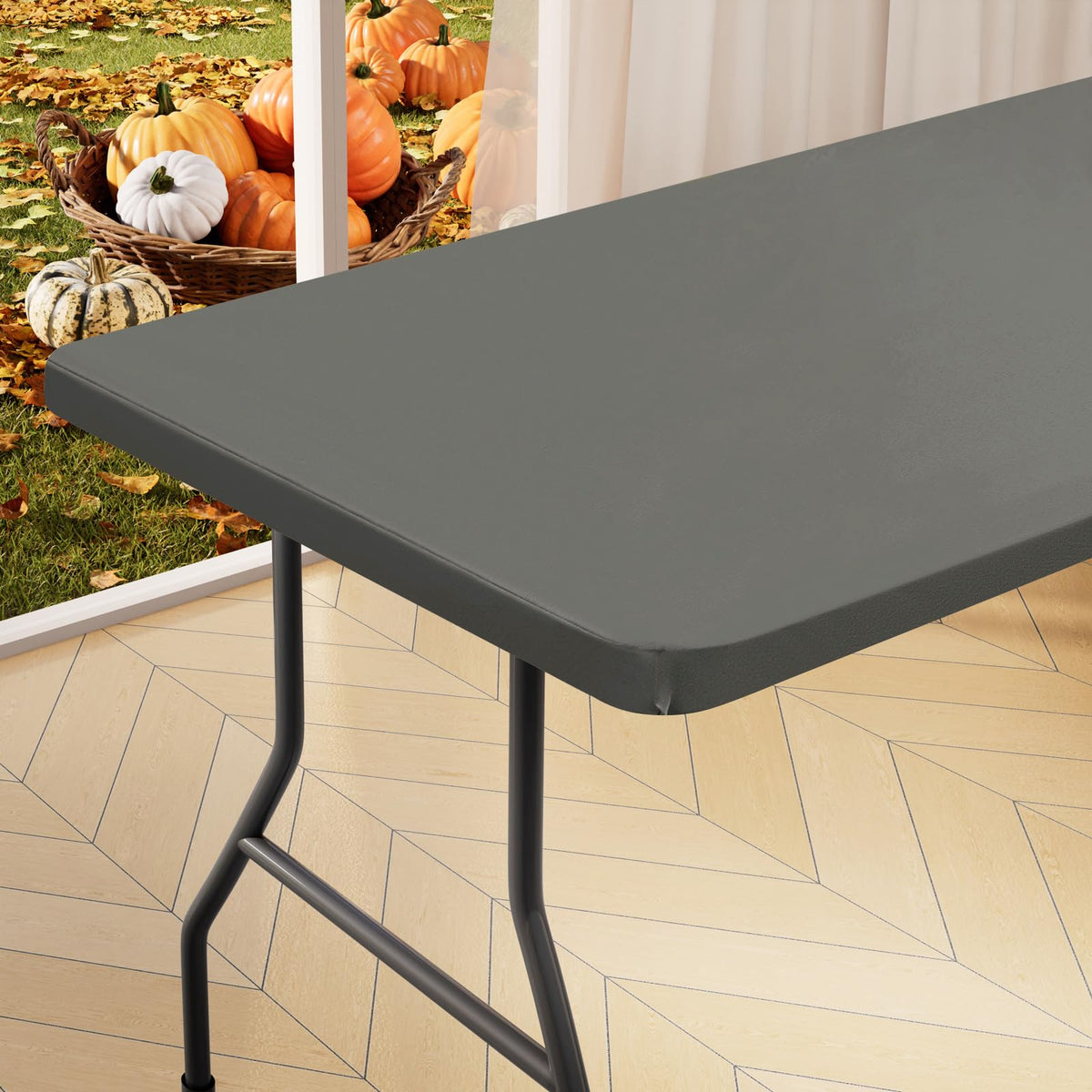 homing Rectangle Table Cloth Cover 6 Foot Black Elastic Fitted Tablecloth