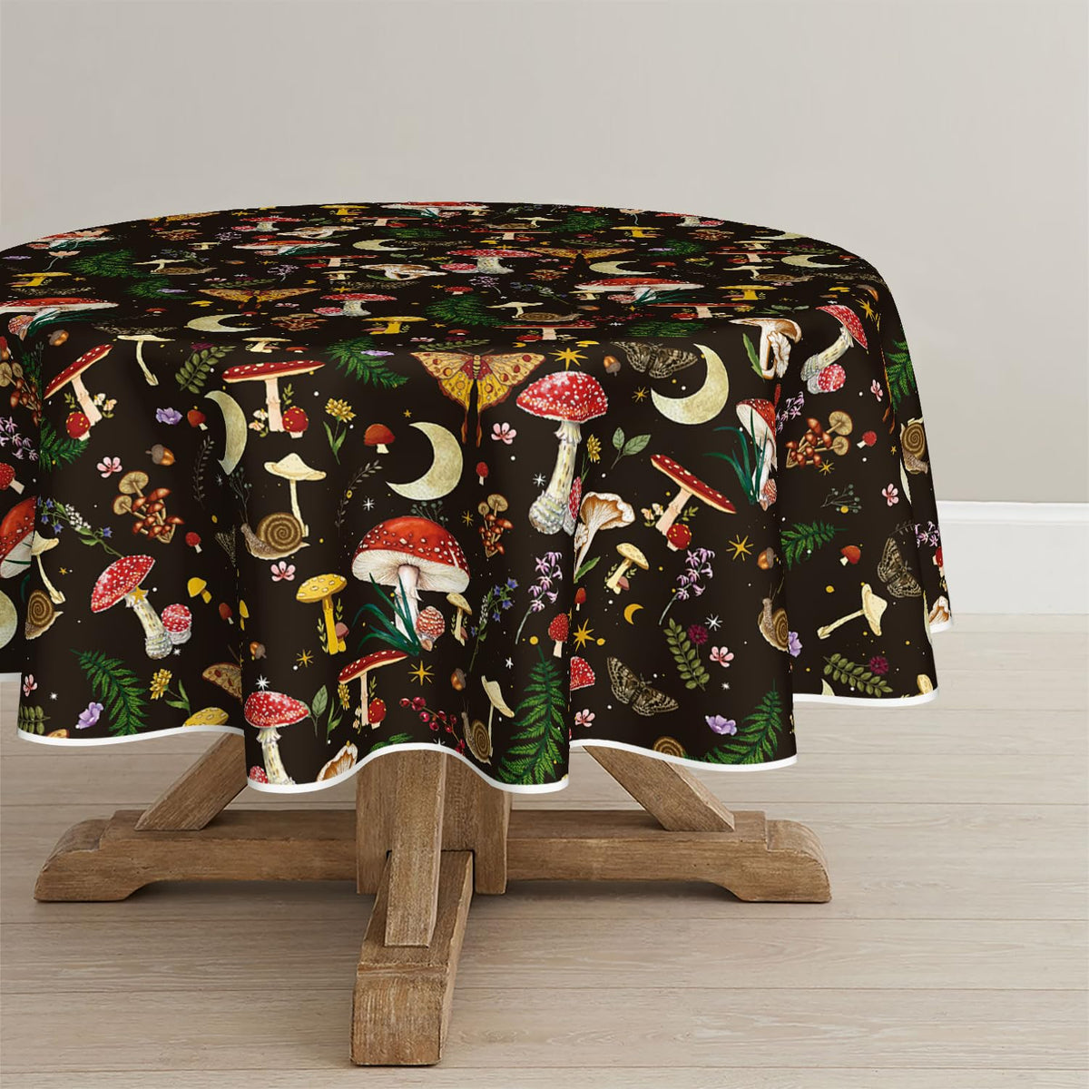 Horaldaily Vintage Mushroom Tablecloth, White, 60x84 Inch Rectangular