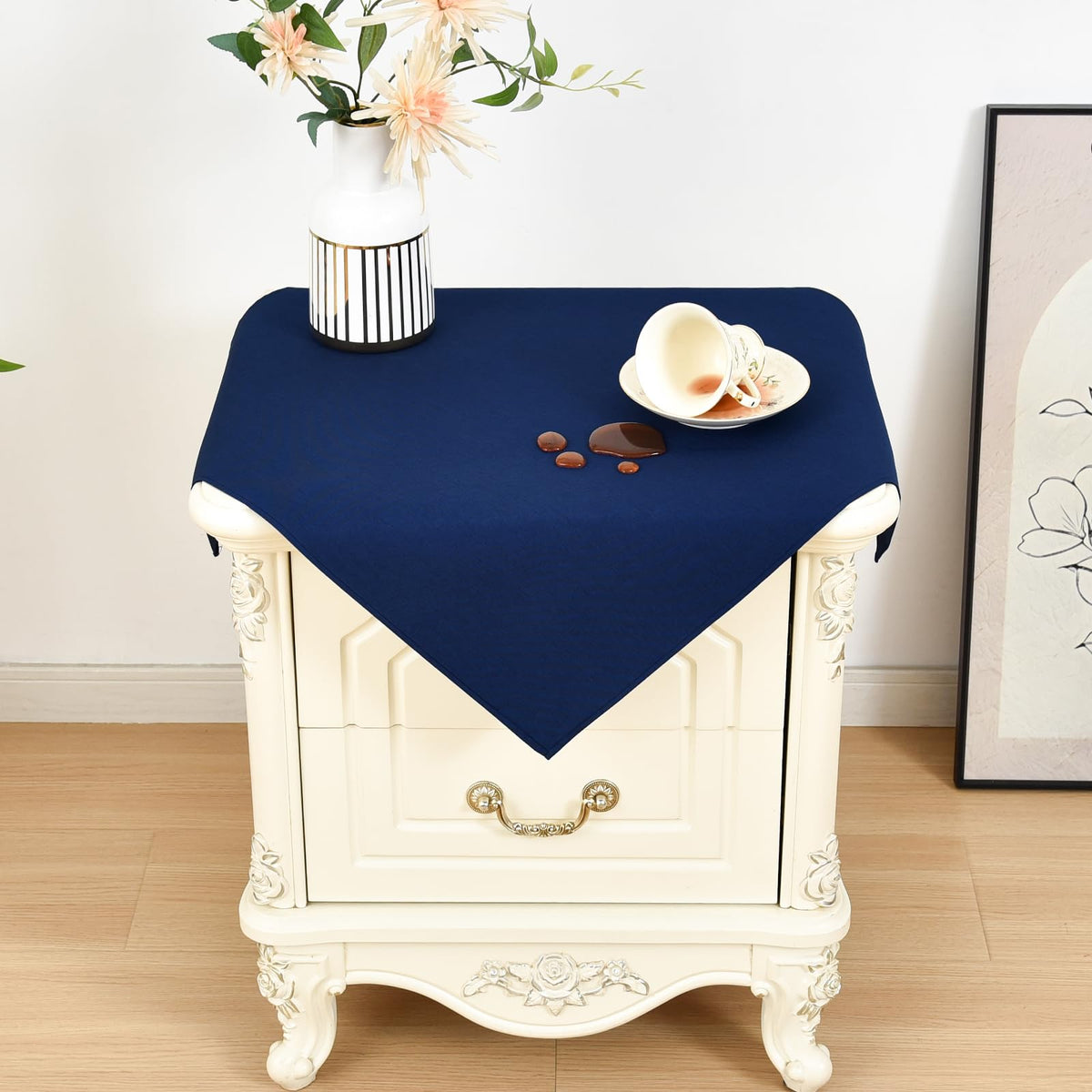 Wolkemer Oval Tablecloth 60 x 84 Inches Faux Linen Water Resistant