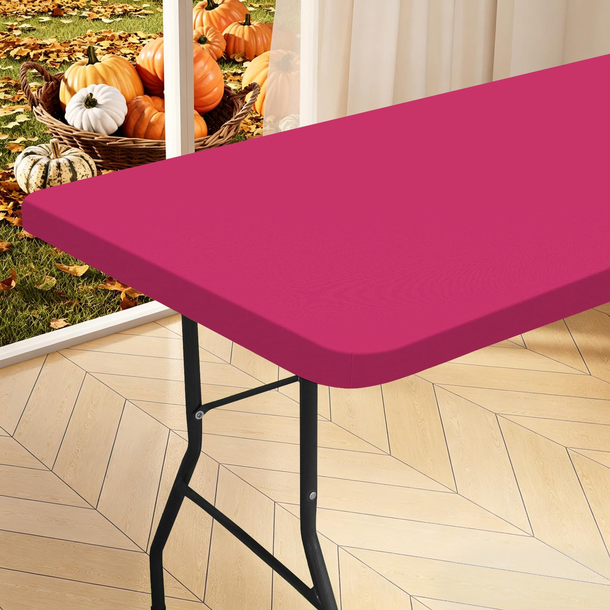homing Rectangle Table Cloth Cover 6 Foot Black Elastic Fitted Tablecloth