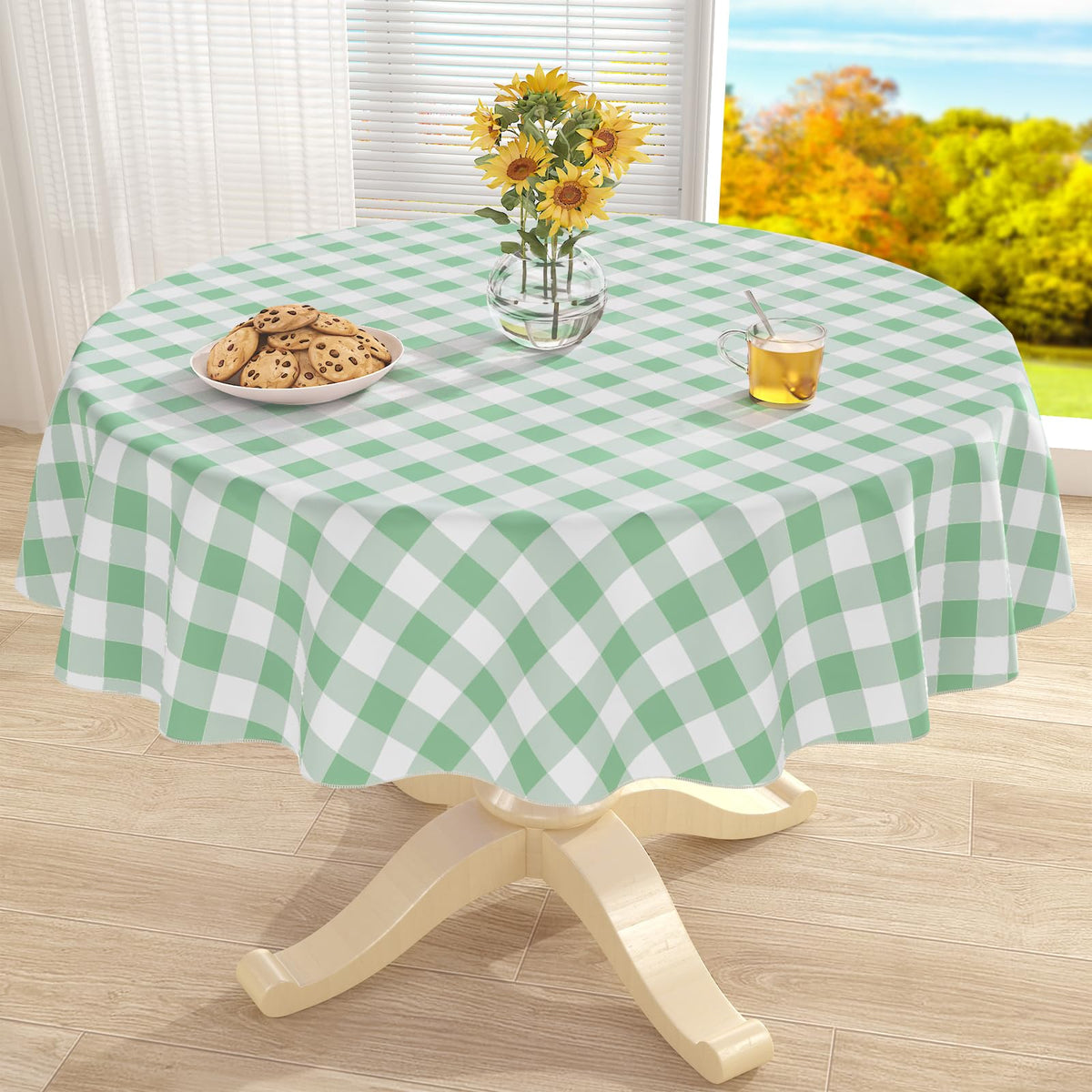 misaya Rectangular Waterproof Vinyl Table Cloth, Flannel Backed Tablecloth