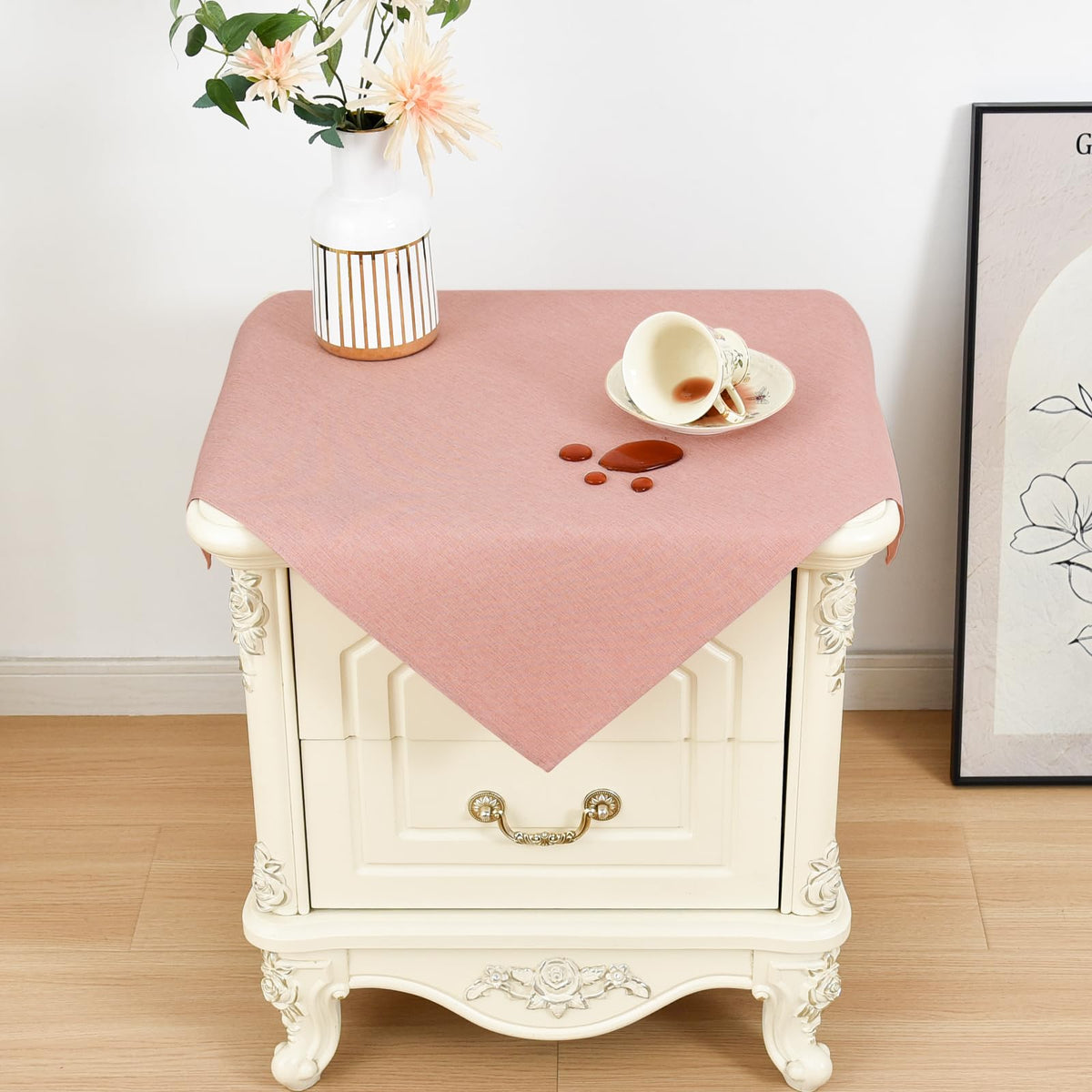 Wolkemer Oval Tablecloth 60 x 84 Inches Faux Linen Water Resistant