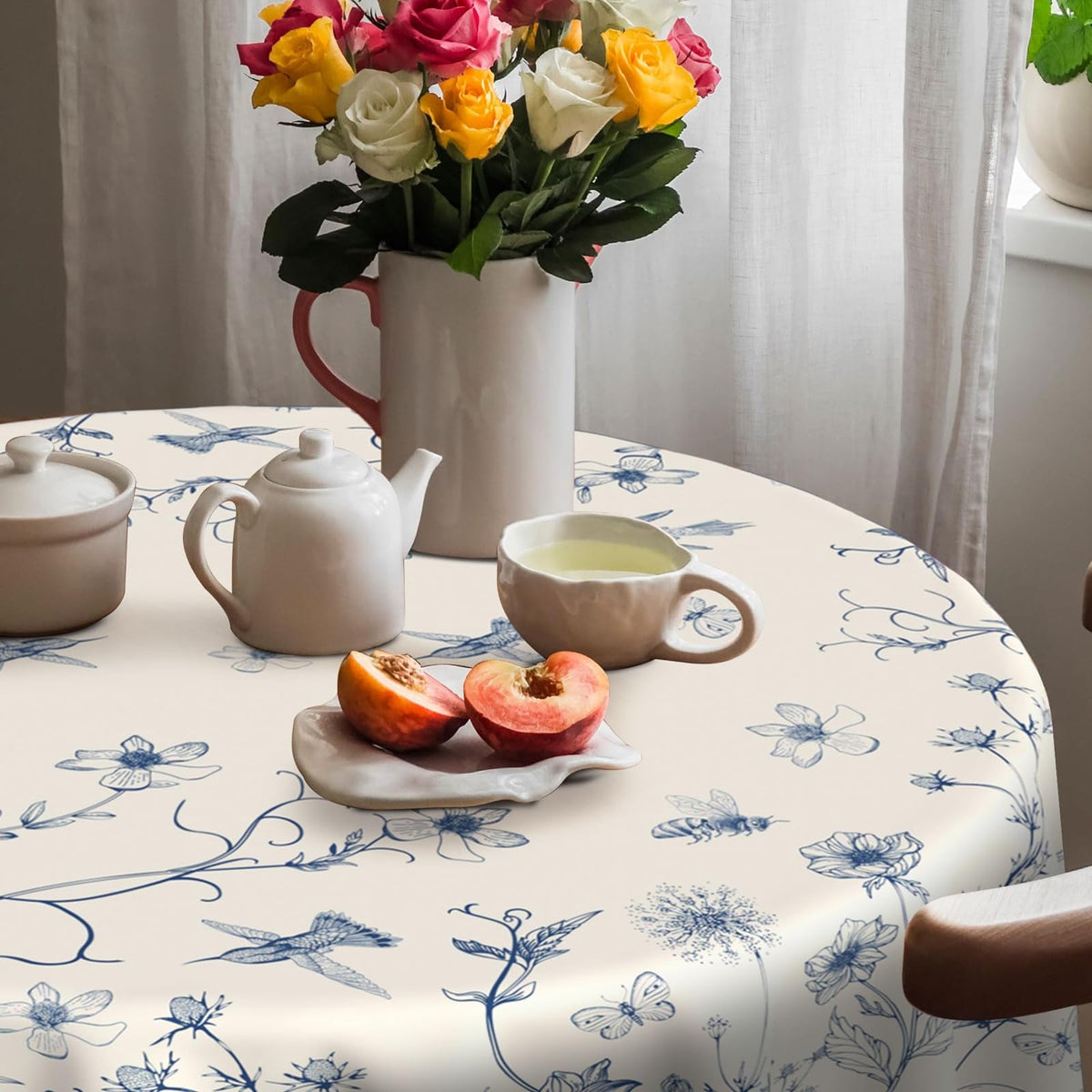Hexagram Boho Tablecloth 60x84 Inches Rectangle, Bohemia Style Tablecloth