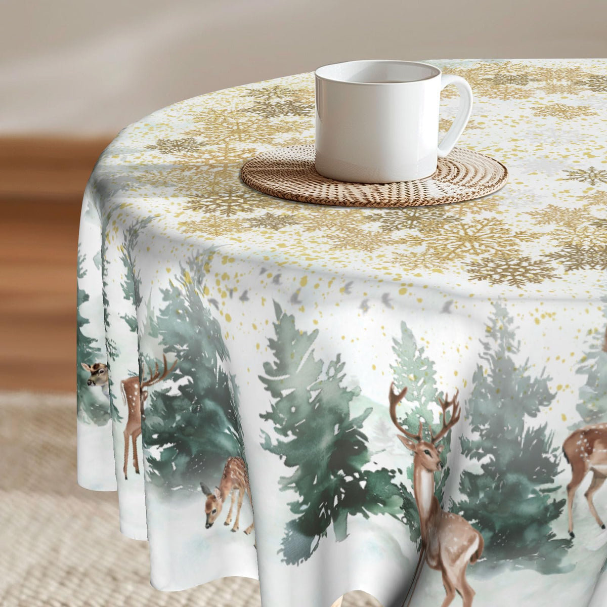 Imiss Floral Round Tablecloth Durable Washable Table Cover Bohemian Blue Red Floral Branches Decorative Farmhouse Table Cloth 60 Inch for Kitchen Dining Party Camping