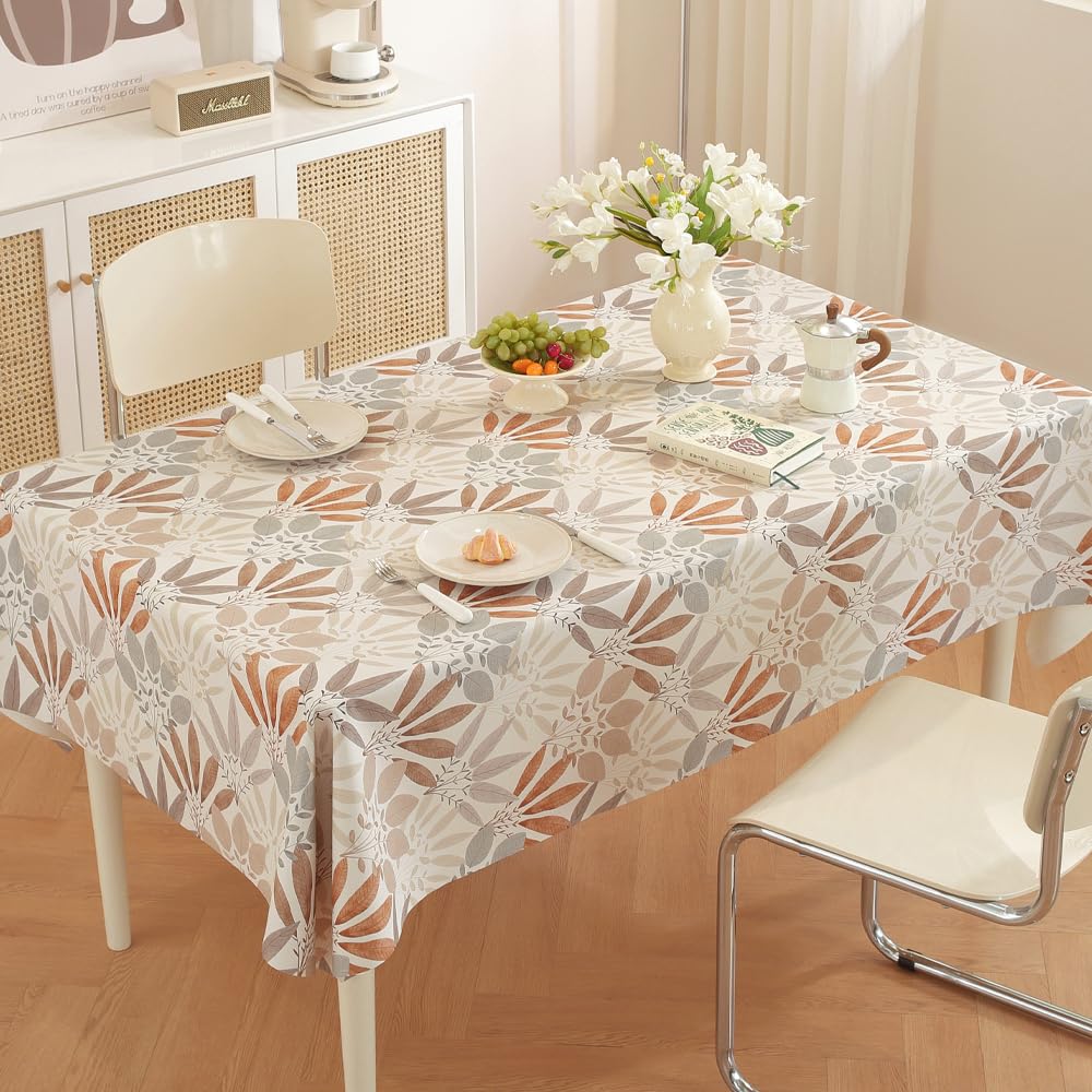 TruDelve Heavy Duty Vinyl Table Cloth Plastic Table Cloth for Kitchen Dining Table Wipeable PVC Waterproof Tablecloth for Rectangle Table(54"x72",Geometry)