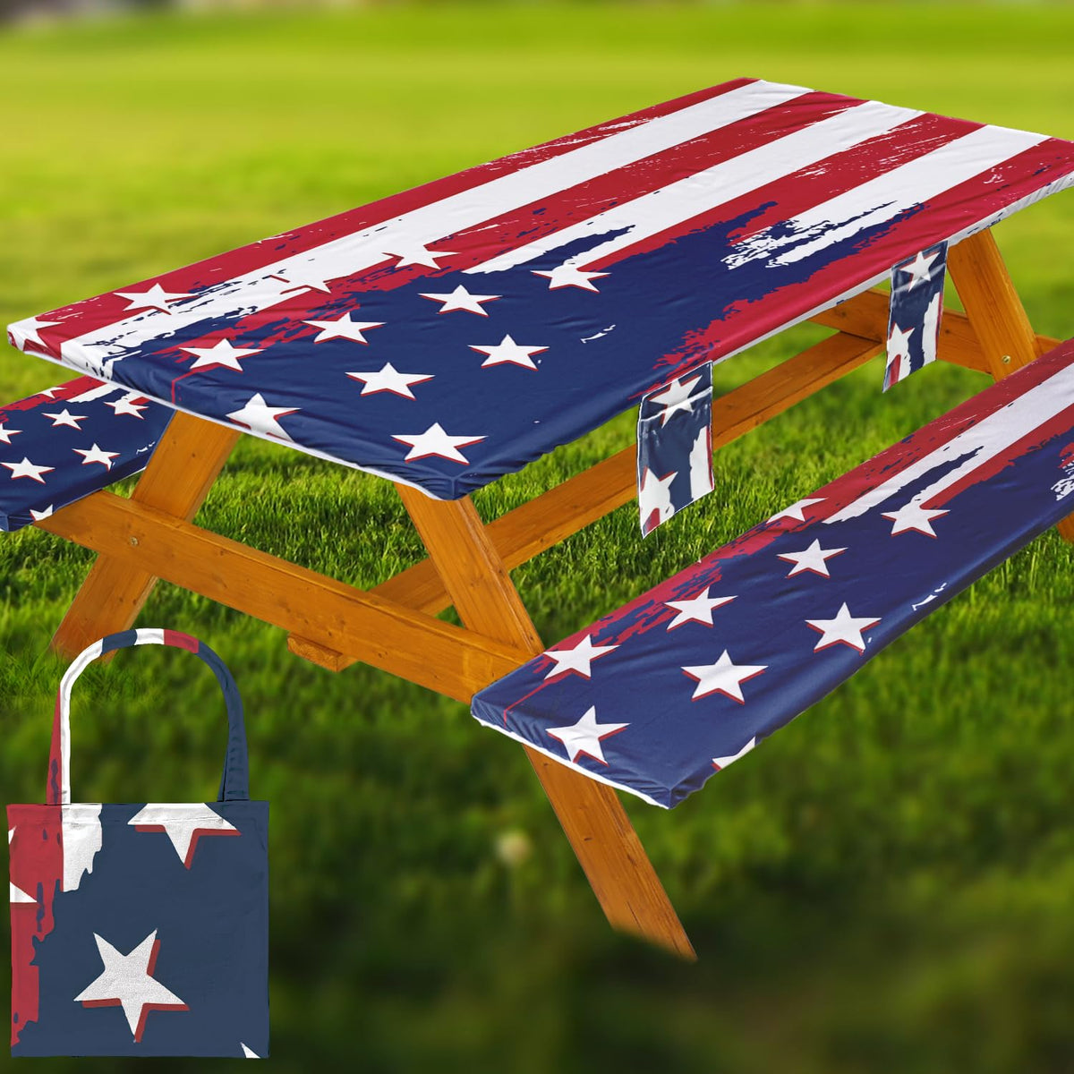 Fitted Picnic Table Cover with Bench Covers Vinyl Waterproof Elastic Edges Fitted Rectangle Tables Patio Tablecloth Camping Gear and Essentials Rv Accessories Road Trip Supplies Car Travel Must Haves
