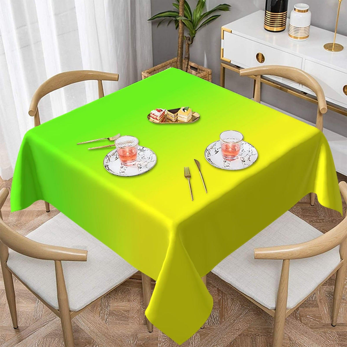 Square Table Cloth, Trendy Neon Pink Purple and Light Orange Tablecloths Washable Table Cover for Kitchen Dinning Party Tabletop Modern Decoration,54inch