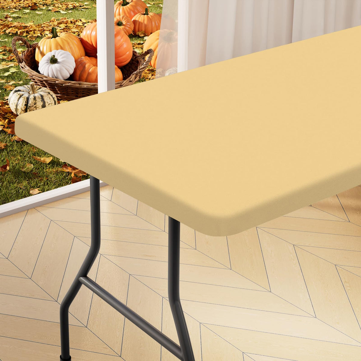 homing Rectangle Table Cloth Cover 6 Foot Black Elastic Fitted Tablecloth