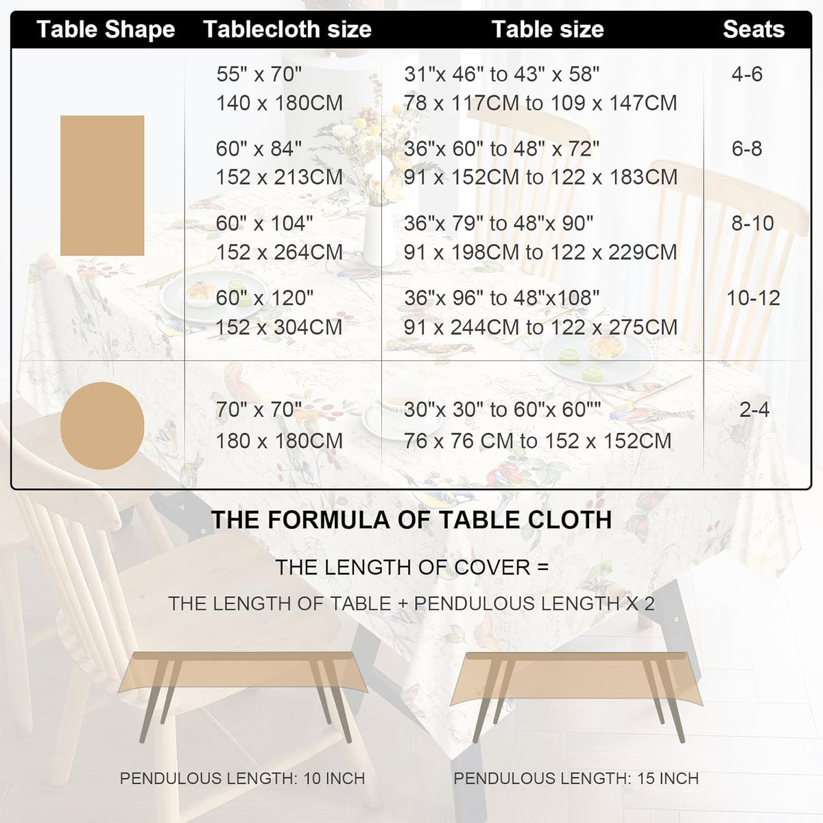 Wildflower Grass Tablecloth 60 x 84 Inch Rectangular, Floral Print