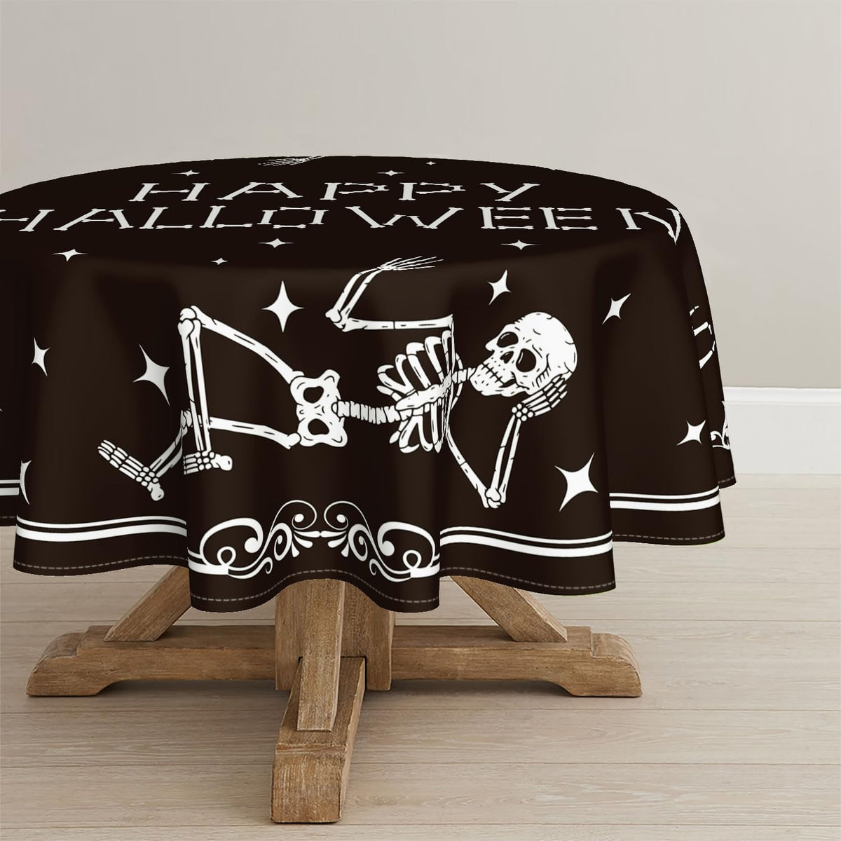 Horaldaily Halloween Tablecloth 52 x 70 Inch Rectangular Spooky Skeleton