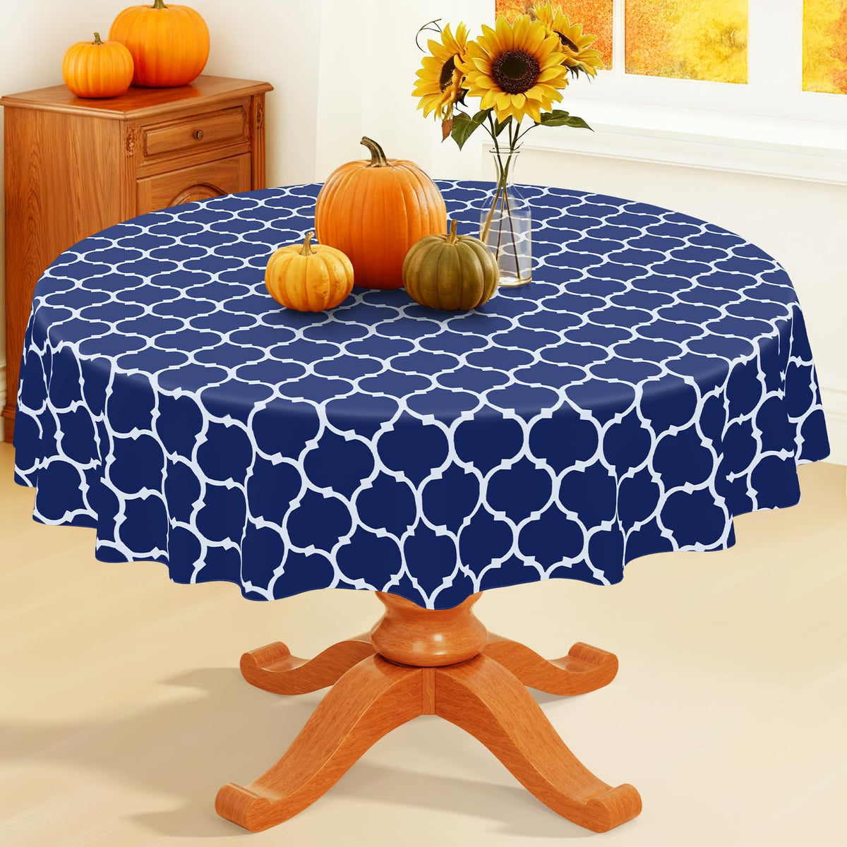 Smiry Rectangle Table Cloth, Flannel Backed Vinyl Tablecloth, 60"x84"