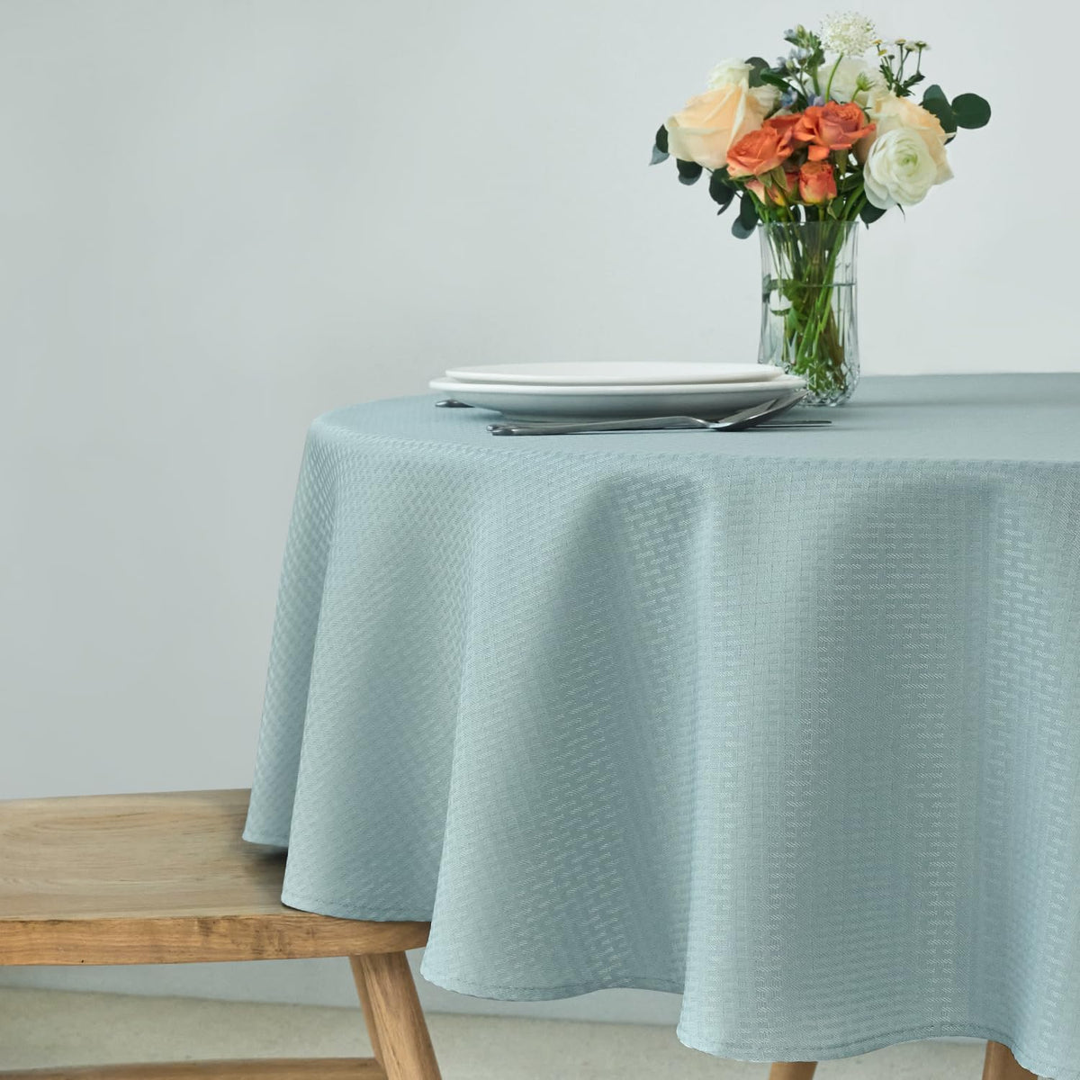 maxmill Rectangle Tablecloth Weaved Pattern Waterproof Spillproof Wrinkle Free Table Cloth, Kitchen Dining Tabletop Decoration, Fabric Table Cover for Holiday Parties, 52 x 70 Inch, Sage Green