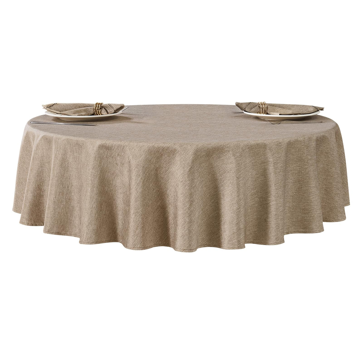 Flaxen 52x70 Rectangular Polyester Linen Farmhouse Tablecloth