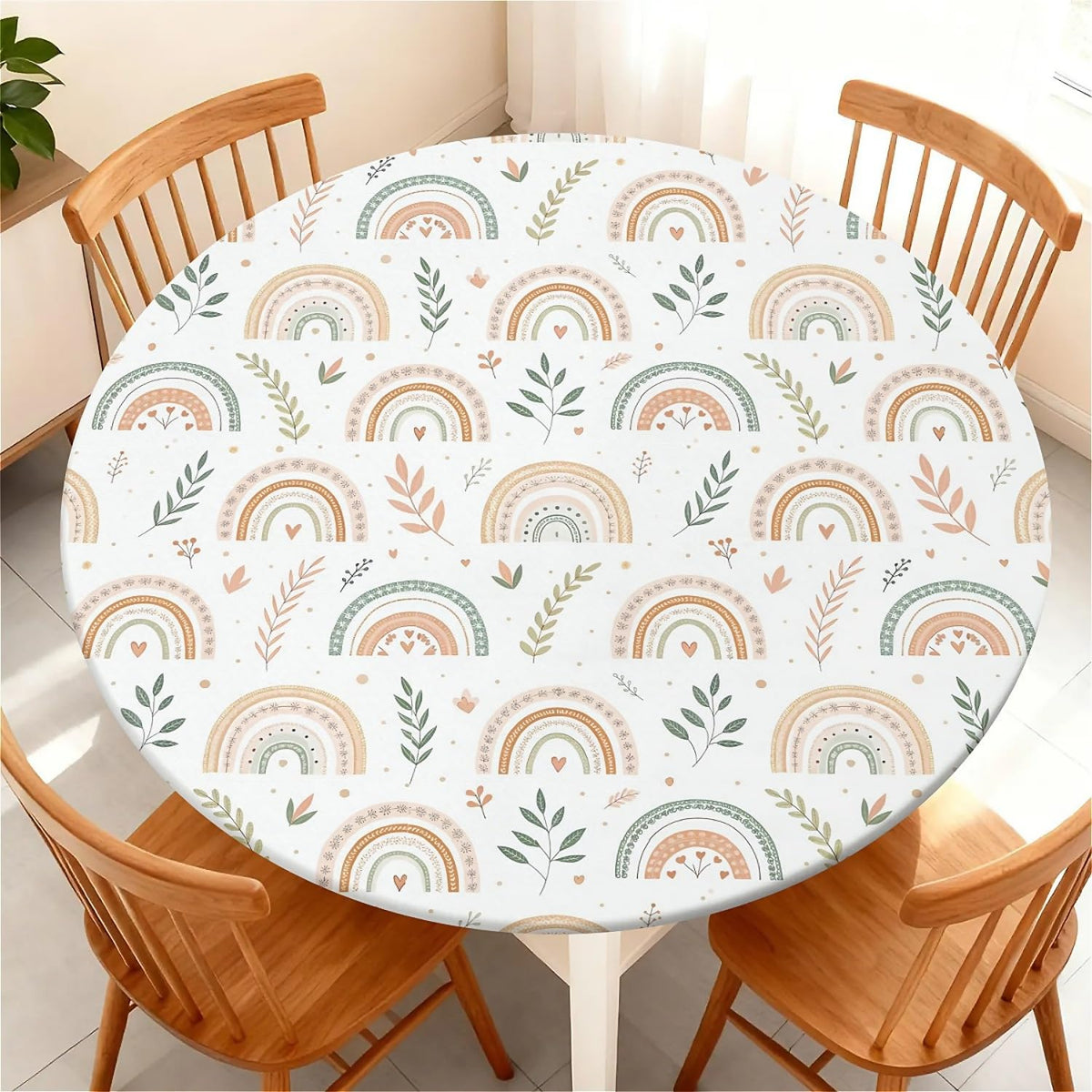 Round Fitted Tablecloth with Elastic Edge, Waterproof Stain Resistant Fabric Table Cover for 45"-48" Round Table, Indoor Outdoor Dining, Kitchen Decor, Camping, Party, Holiday, Black White Marble