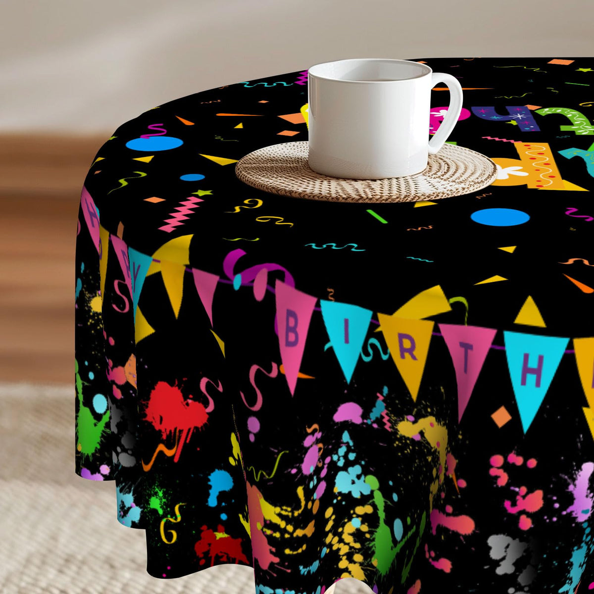 Imiss Floral Round Tablecloth Durable Washable Table Cover Bohemian Blue Red Floral Branches Decorative Farmhouse Table Cloth 60 Inch for Kitchen Dining Party Camping