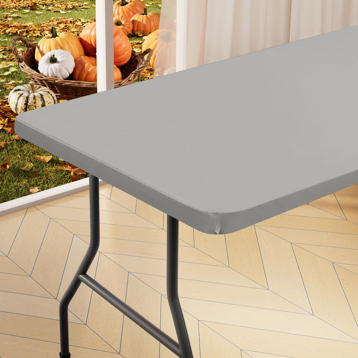 homing Rectangle Table Cloth Cover 6 Foot Black Elastic Fitted Tablecloth