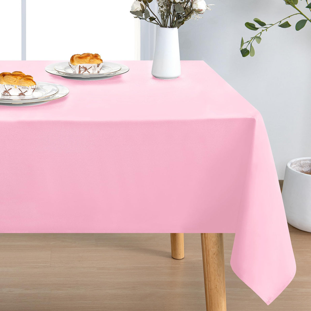 DWCN Rectangle Tablecloth - 60 x 84 Inch - Waterproof Stain and Wrinkle Resistant Washable Table Cloth, Decorative Fabric Table Cover for Kitchen Dining Room Party and Outdoor Use, Black