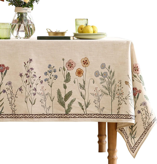 ISAENNE Designer Vintage Small Square Floral Tablecloth,55"x55"