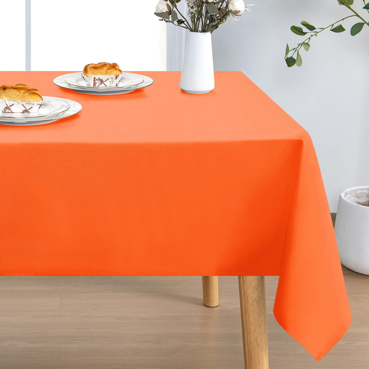 DWCN Rectangle Tablecloth - 60 x 84 Inch - Waterproof Stain and Wrinkle Resistant Washable Table Cloth, Decorative Fabric Table Cover for Kitchen Dining Room Party and Outdoor Use, Black