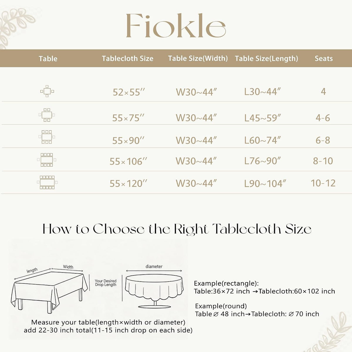 Cotton Linen Tablecloth, Water Resistant Holiday Table Cloth for Rectangle Table with Tassel, Washable Heavy Duty Wrinkle Free Table Cover for Dining Picnic, Coffee Lines, 75 X 55 Inch