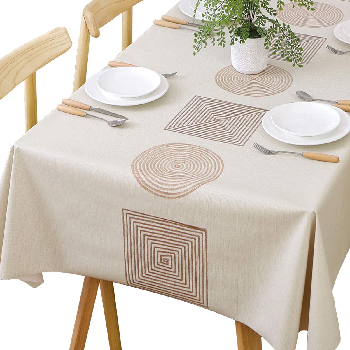 TruDelve Heavy Duty Vinyl Table Cloth Plastic Table Cloth for Kitchen Dining Table Wipeable PVC Waterproof Tablecloth for Rectangle Table(54"x72",Geometry)
