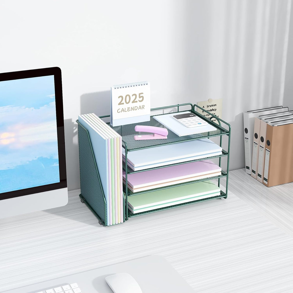 Spacrea 4-Tier Paper Organizer for Desk with File Organizer