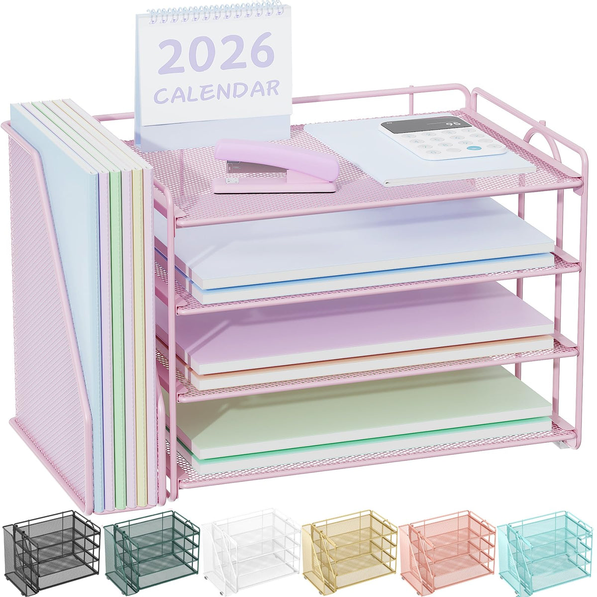 Spacrea 4-Tier Paper Organizer for Desk with File Organizer